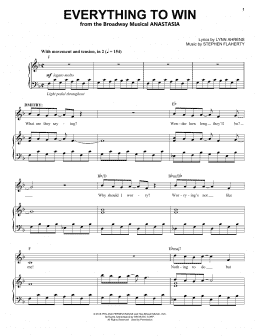 page one of Everything To Win (Piano & Vocal)
