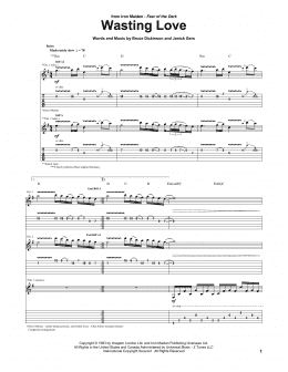 page one of Wasting Love (Guitar Tab)