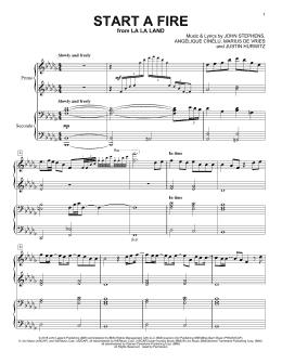 page one of Start A Fire (Piano Duet)