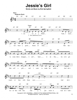 page one of Jessie's Girl (Pro Vocal)