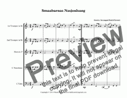 page one of Smaabarnas nasjonalsang for Brass Quintet