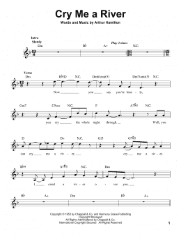page one of Cry Me A River (Pro Vocal)