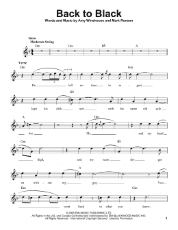 page one of Back To Black (Pro Vocal)