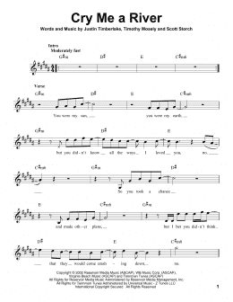 page one of Cry Me A River (Pro Vocal)