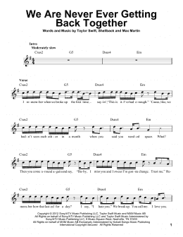 page one of We Are Never Ever Getting Back Together (Pro Vocal)