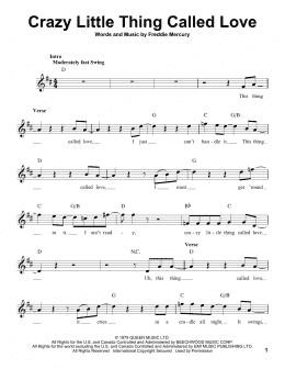 page one of Crazy Little Thing Called Love (Pro Vocal)