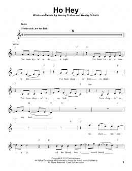 page one of Ho Hey (Pro Vocal)