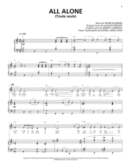 page one of All Alone (Toute Seule) (Piano & Vocal)