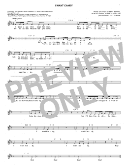 page one of I Want Candy (Lead Sheet / Fake Book)