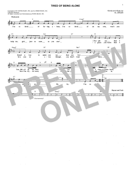 page one of Tired Of Being Alone (Lead Sheet / Fake Book)