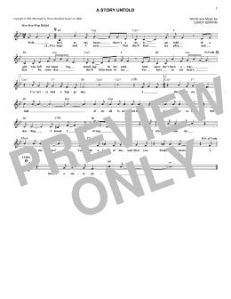 page one of A Story Untold (Lead Sheet / Fake Book)