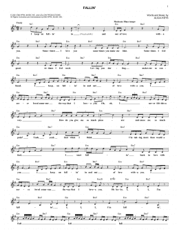 page one of Fallin' (Lead Sheet / Fake Book)