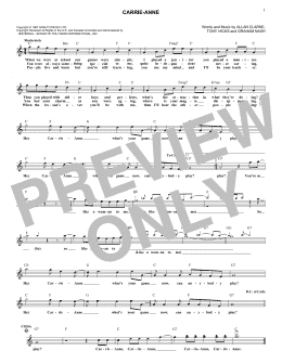 page one of Carrie-Anne (Lead Sheet / Fake Book)