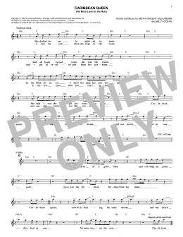 page one of Caribbean Queen (No More Love On The Run) (Lead Sheet / Fake Book)
