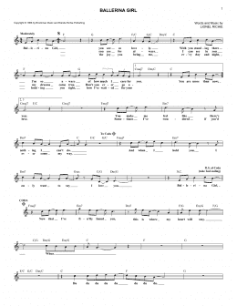 page one of Ballerina Girl (Lead Sheet / Fake Book)