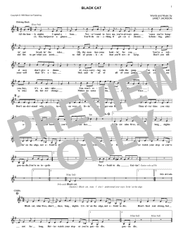 page one of Black Cat (Lead Sheet / Fake Book)