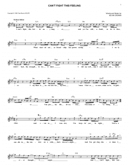 page one of Can't Fight This Feeling (Lead Sheet / Fake Book)