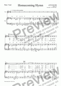 page one of Homecoming Hymn - Piano/Vocal