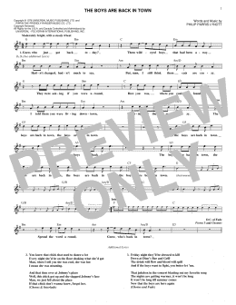 page one of The Boys Are Back In Town (Lead Sheet / Fake Book)