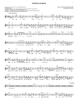 page one of The Bitch Is Back (Lead Sheet / Fake Book)