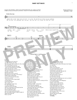 page one of Baby Got Back (Lead Sheet / Fake Book)