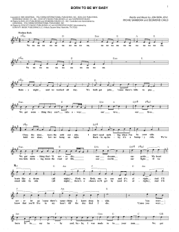 page one of Born To Be My Baby (Lead Sheet / Fake Book)
