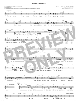 page one of Hello, Goodbye (Lead Sheet / Fake Book)