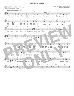 page one of Eight Days A Week (Lead Sheet / Fake Book)