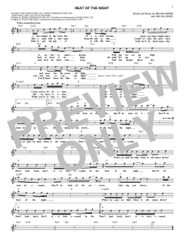 page one of Heat Of The Night (Lead Sheet / Fake Book)