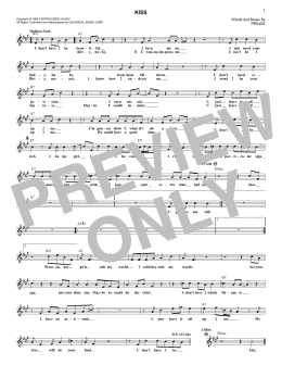 page one of Kiss (Lead Sheet / Fake Book)