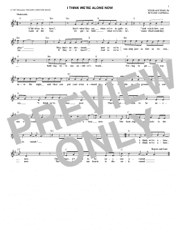 page one of I Think We're Alone Now (Lead Sheet / Fake Book)