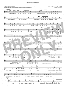 page one of Emotional Rescue (Lead Sheet / Fake Book)