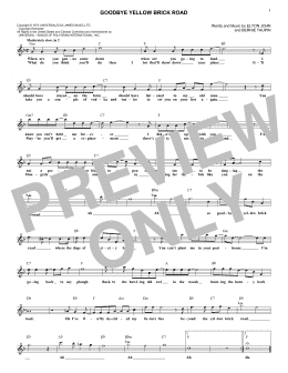 page one of Goodbye Yellow Brick Road (Lead Sheet / Fake Book)