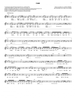 page one of Fame (Lead Sheet / Fake Book)