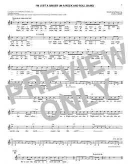 page one of I'm Just A Singer (In A Rock And Roll Band) (Lead Sheet / Fake Book)
