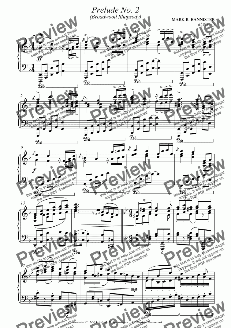 page one of Prelude No. 2, "Broadwood Rhapsody"
