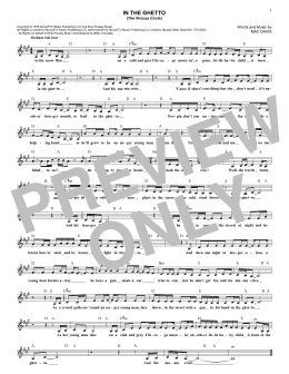 page one of In The Ghetto (The Vicious Circle) (Lead Sheet / Fake Book)