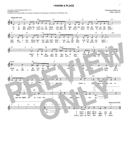 page one of I Know A Place (Lead Sheet / Fake Book)