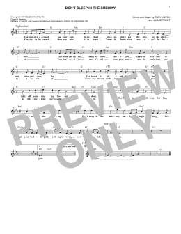 page one of Don't Sleep In The Subway (Lead Sheet / Fake Book)