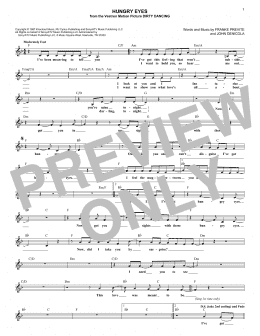 page one of Hungry Eyes (Lead Sheet / Fake Book)