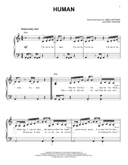 page one of Human (Easy Piano)