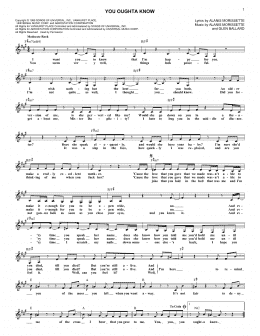 page one of You Oughta Know (Lead Sheet / Fake Book)