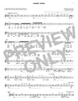 page one of Hangin' Tough (Lead Sheet / Fake Book)