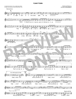 page one of Funkytown (Lead Sheet / Fake Book)