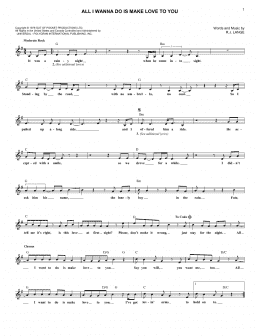 page one of All I Wanna Do Is Make Love To You (Lead Sheet / Fake Book)