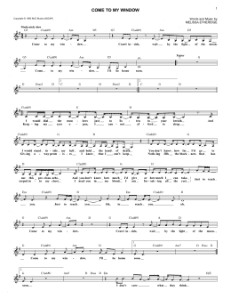 page one of Come To My Window (Lead Sheet / Fake Book)