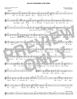 page one of An Old Fashioned Love Song (Lead Sheet / Fake Book)