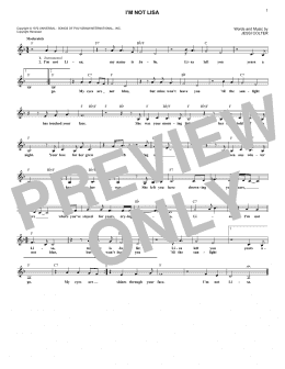 page one of I'm Not Lisa (Lead Sheet / Fake Book)