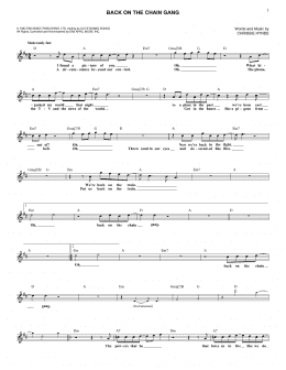 page one of Back On The Chain Gang (Lead Sheet / Fake Book)