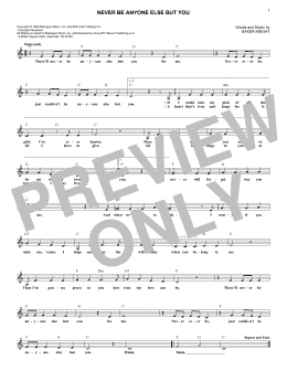 page one of Never Be Anyone Else But You (Lead Sheet / Fake Book)